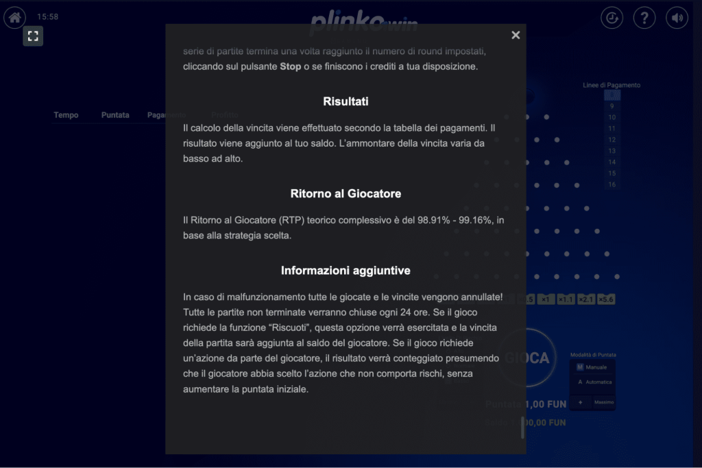 RTP e Volatilità Plinko 1Win