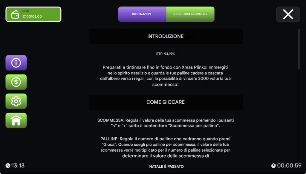 RTP e volatilità Plinko xMas