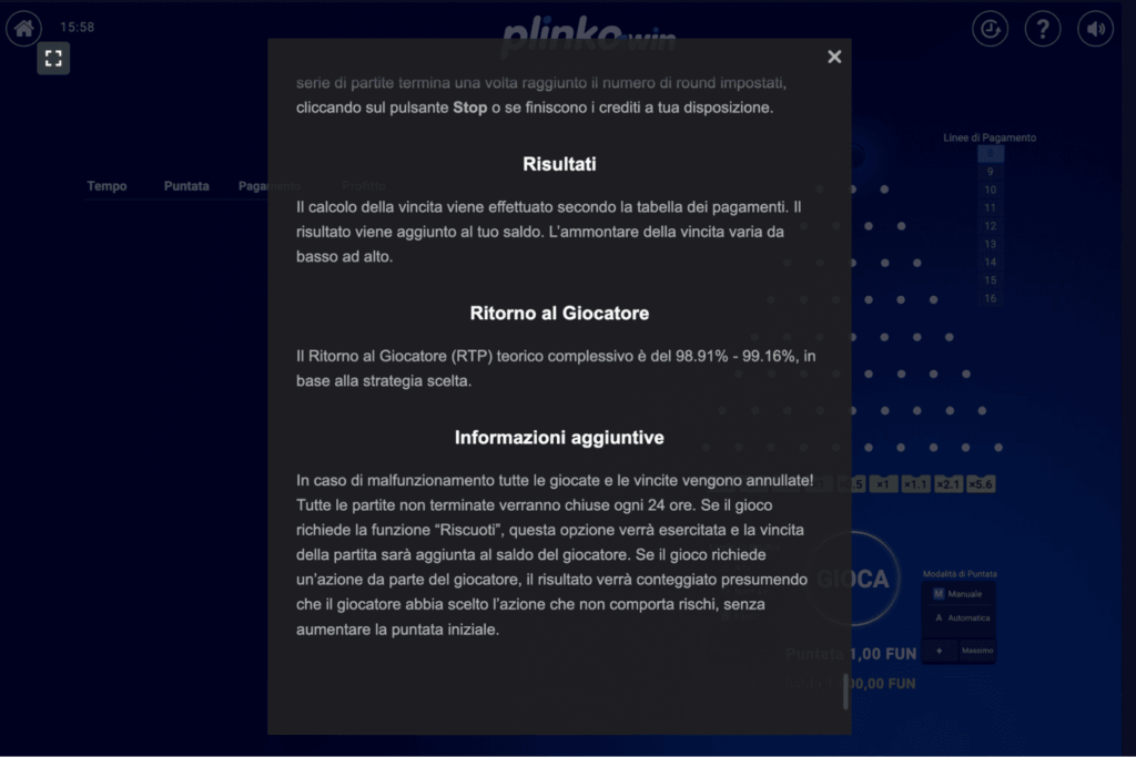 RTP e Volatilità Plinko 1Win