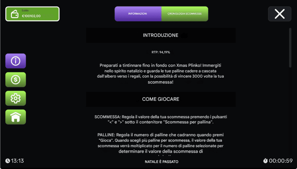 RTP e volatilità Plinko xMas