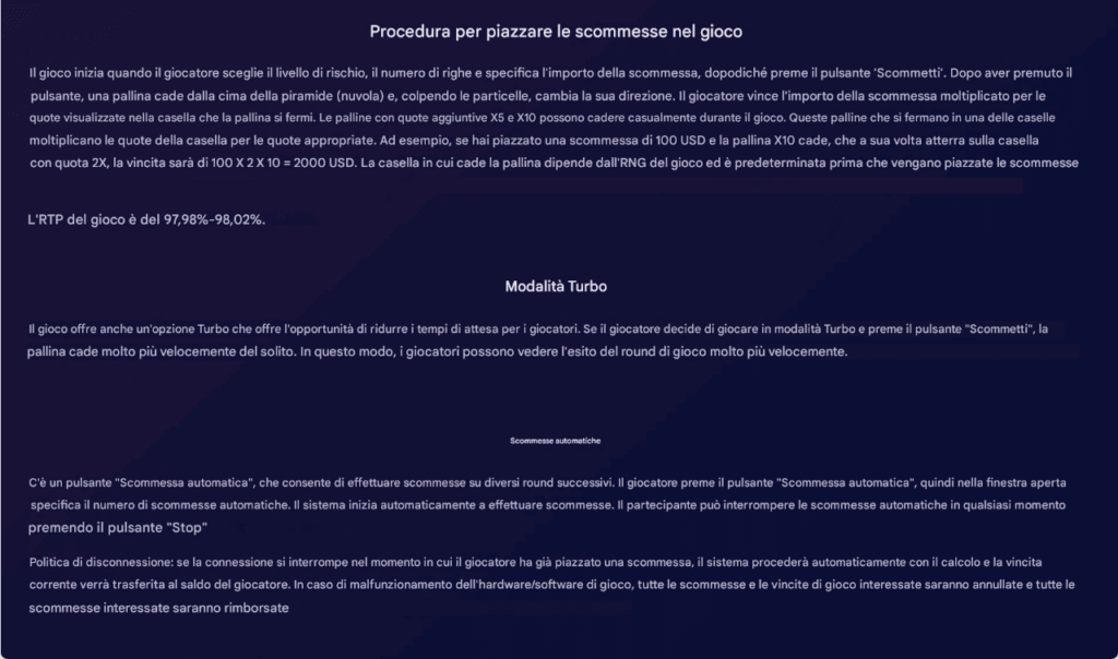 RTP e Volatilità Plinkoman